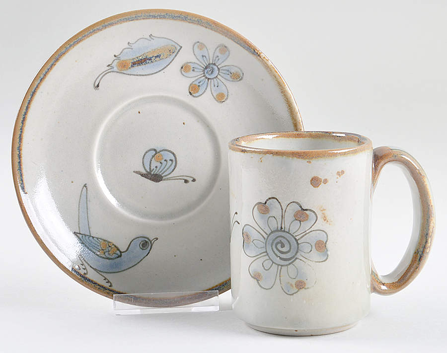 El Palomar Blue Mug & Saucer Set by Ken Edwards Pottery-1