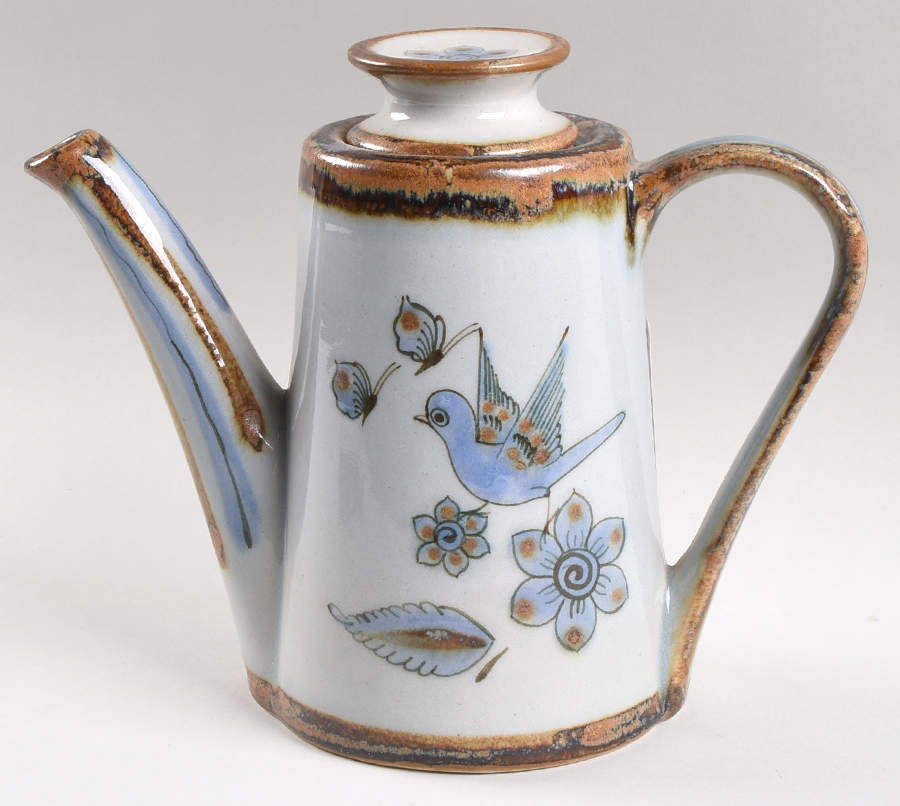 El Palomar Blue Coffee Pot & Lid by Ken Edwards Pottery-1