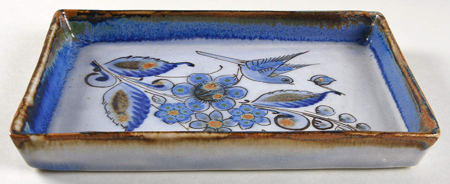 El Palomar Blue 10" Rectangular Tray by Ken Edwards Pottery-1