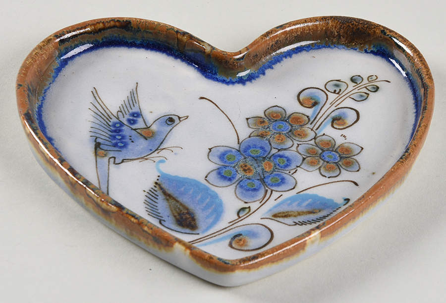 El Palomar Blue Heart Shaped Dish by Ken Edwards Pottery-1