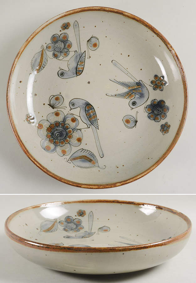 El Palomar Blue 11'' Shallow Round Bowl by Ken Edwards Pottery-1