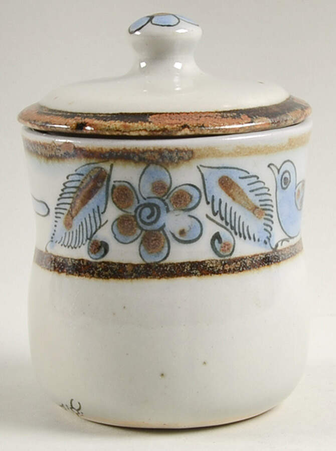 El Palomar Blue Sugar Bowl & Lid by Ken Edwards Pottery-1