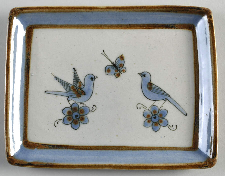 El Palomar Blue 8" Rectangular Serving Platter by Ken Edwards Pottery-1