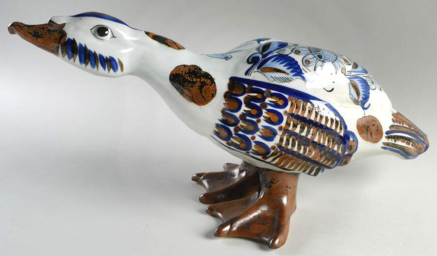 El Palomar Blue Duck Figurine by Ken Edwards Pottery-1