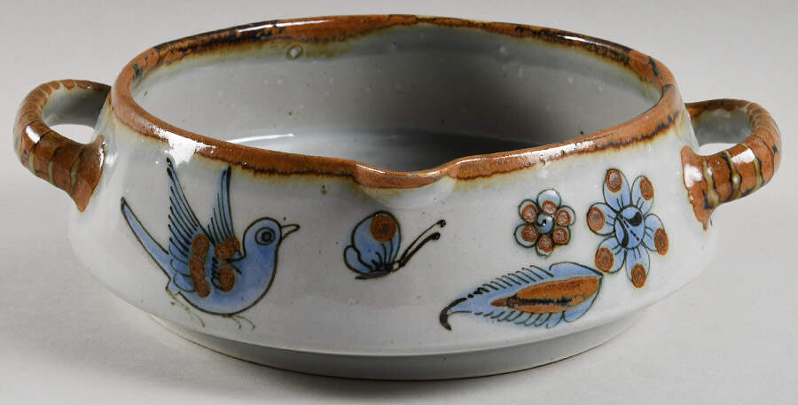 El Palomar Blue 9" Round Open Casserole by Ken Edwards Pottery-1