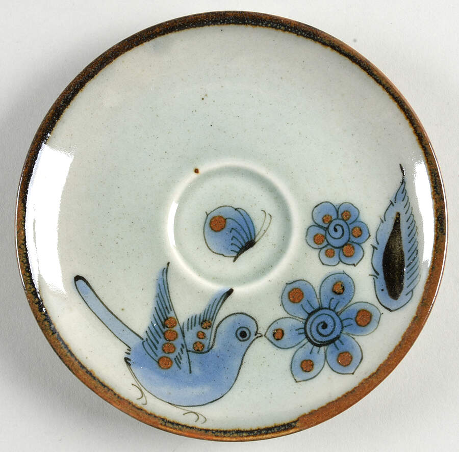 El Palomar Blue Saucer for Flat Cup by Ken Edwards Pottery-1