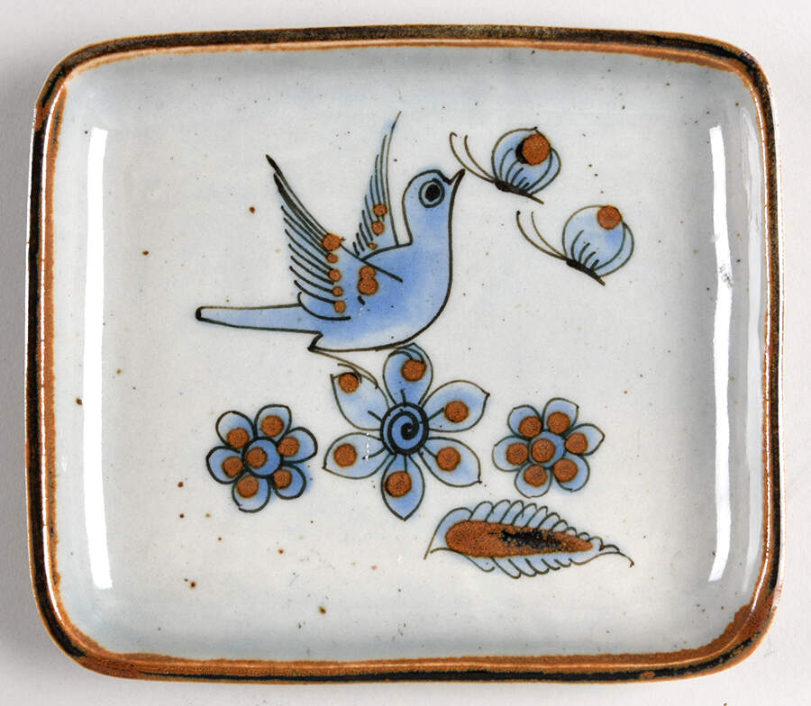 El Palomar Blue 6" Rectangular Tray by Ken Edwards Pottery-1