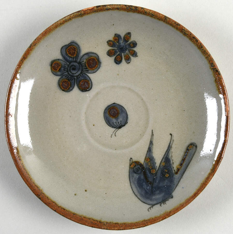 El Palomar Blue Saucer for Flat Cup by Ken Edwards Pottery-1