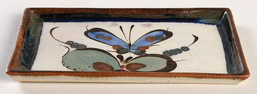 El Palomar Blue 7" Rectangular Tray by Ken Edwards Pottery-1