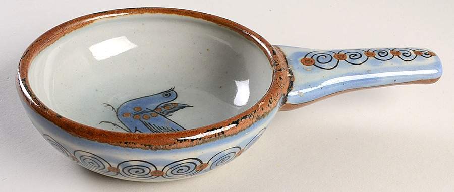 El Palomar Blue Gravy Boat W/Stick Handle by Ken Edwards Pottery-1