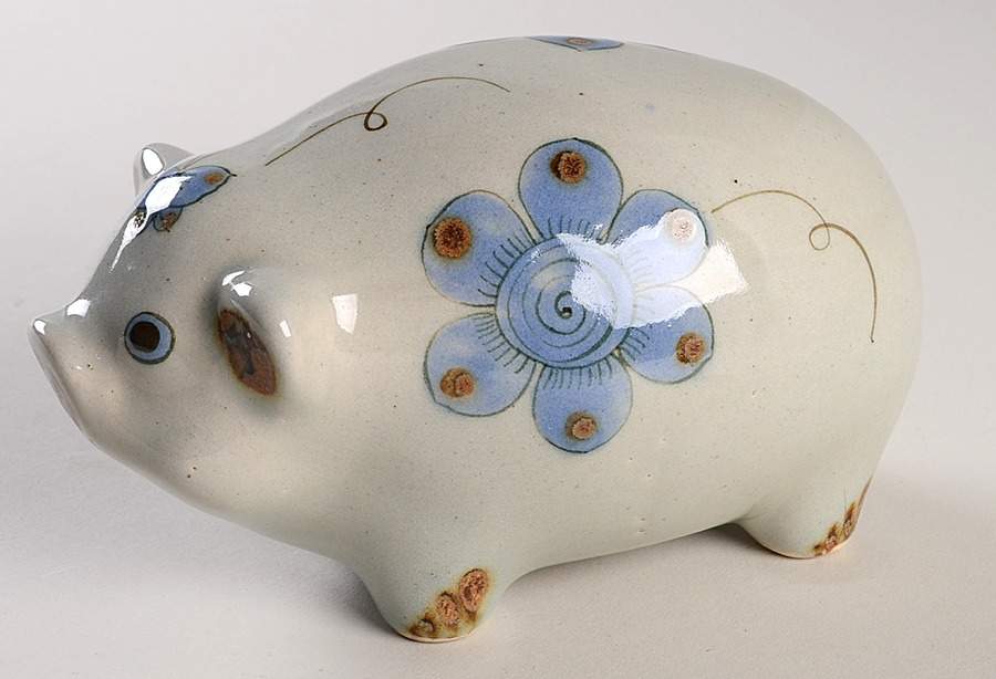 El Palomar Blue Pig Figurine by Ken Edwards Pottery-1