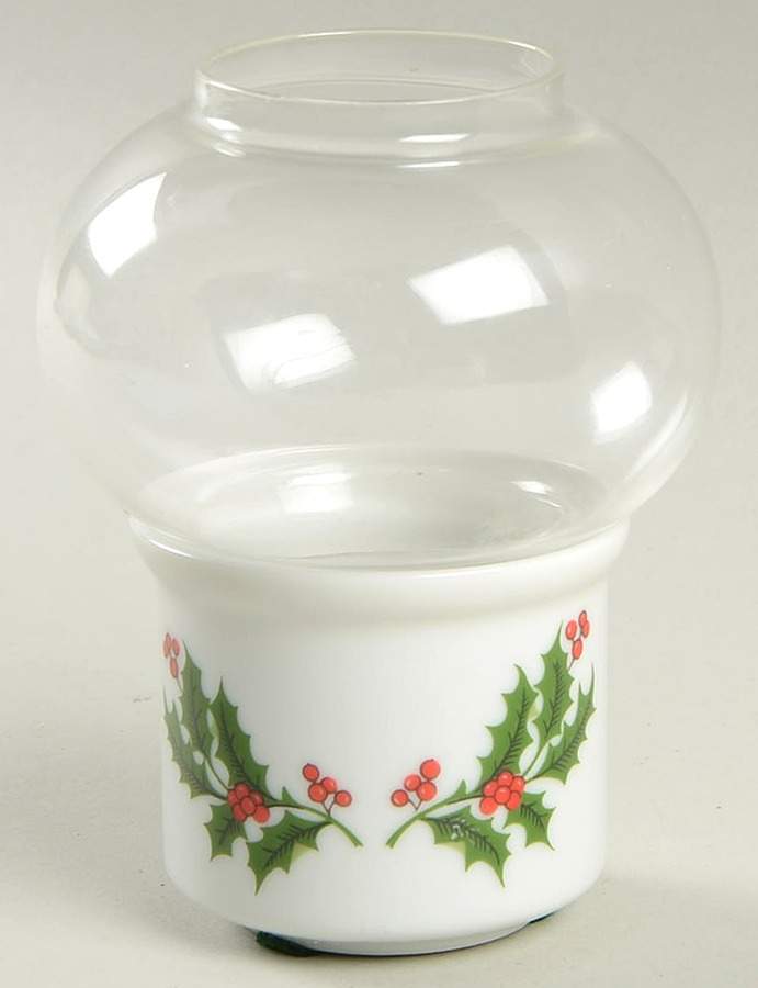 Christmas Holly (Smooth Edge) Votive Candleholder with Glass Globe by Kashima-1