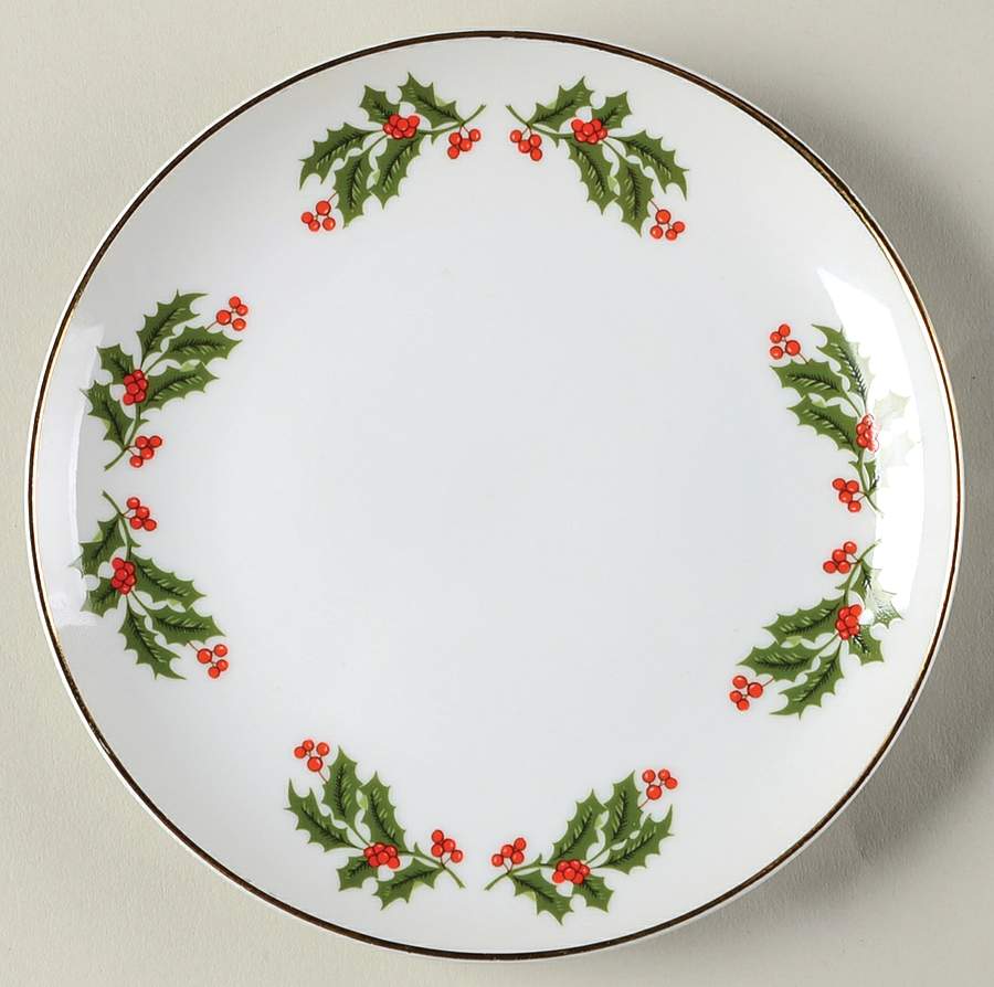 Christmas Holly (Smooth Edge) Bread & Butter Plate by Kashima-1