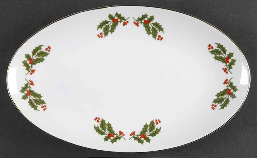 Christmas Holly (Smooth Edge) Relish/Gravy Underplate by Kashima-1