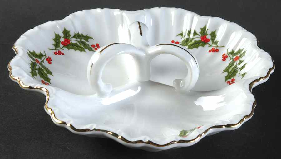 Christmas Holly (Smooth Edge) 3-Part Relish by Kashima-1