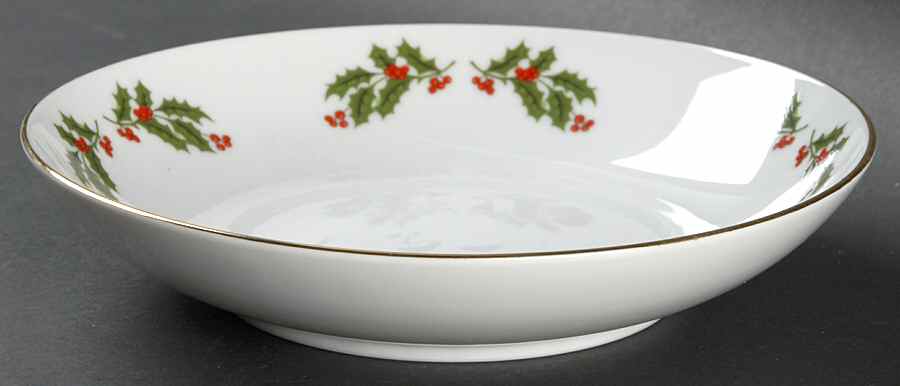 Christmas Holly (Smooth Edge) Coupe Soup Bowl by Kashima-1