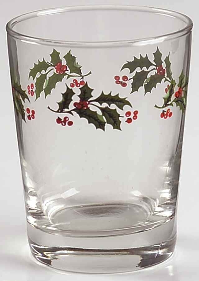 Christmas Holly (Smooth Edge) Glassware Double Old Fashioned by Kashima-1