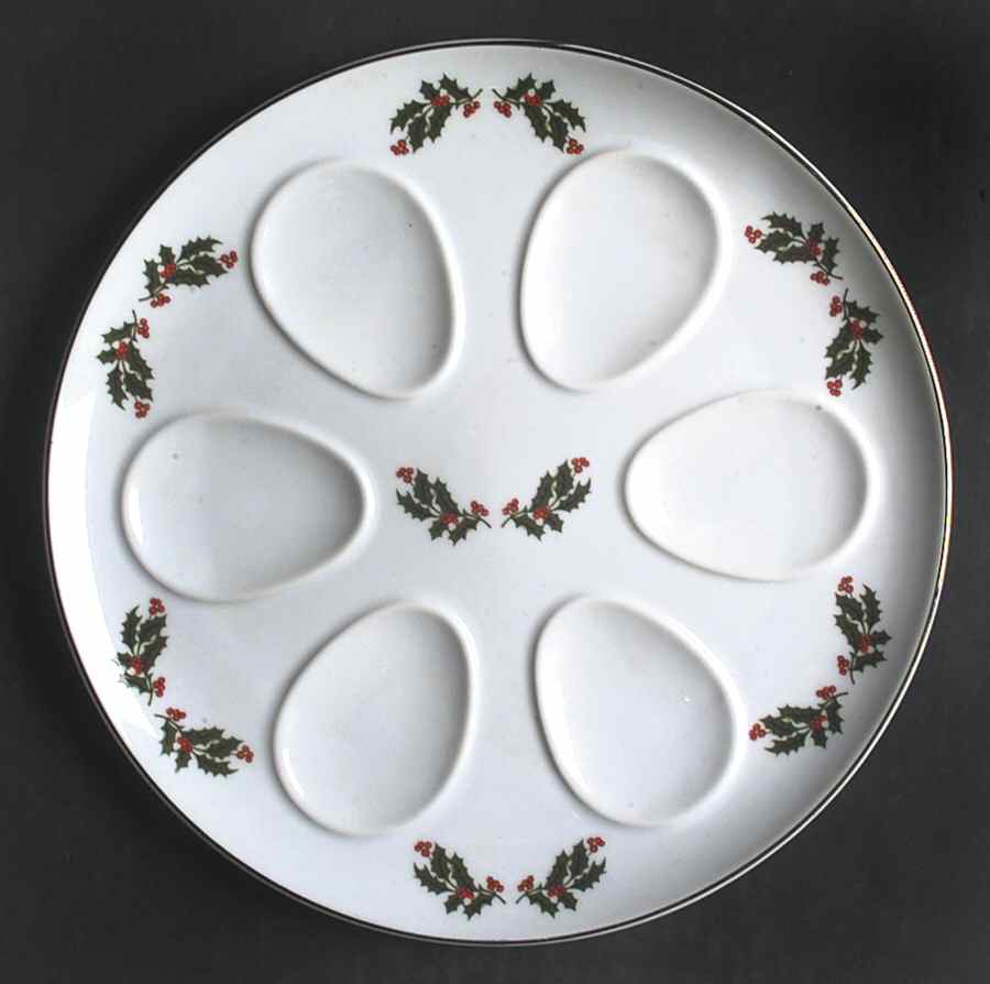 Christmas Holly (Smooth Edge) Deviled Egg Plate by Kashima-1