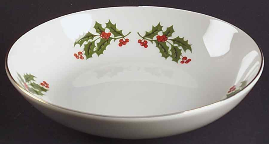 Christmas Holly (Smooth Edge) Fruit/Dessert (Sauce) Bowl by Kashima-1