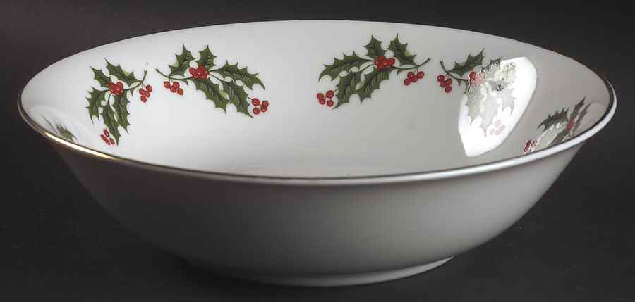 Christmas Holly (Smooth Edge) 9" Round Vegetable Bowl by Kashima-1