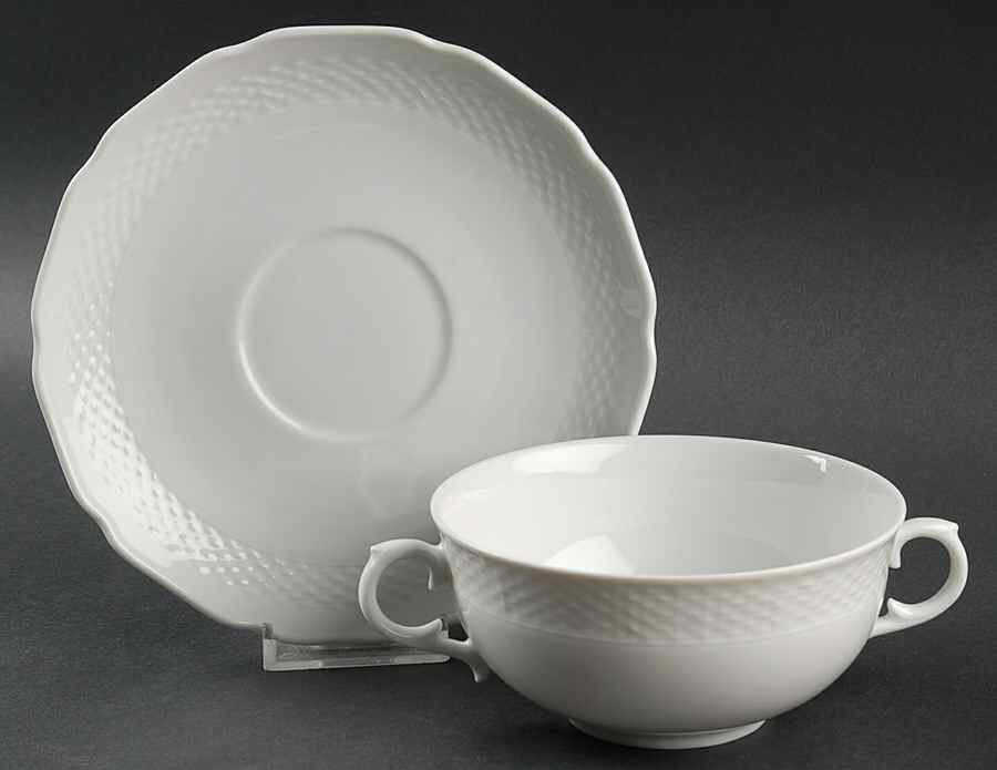 Belvedere Flat Cream Soup Bowl & Saucer Set by Kaiser-1