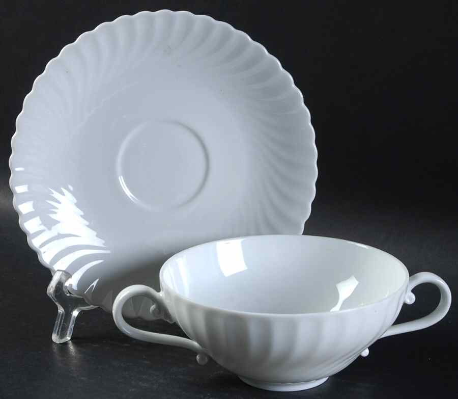 Nicole (Swirl) Flat Cream Soup Bowl & Saucer Set by Kaiser-1