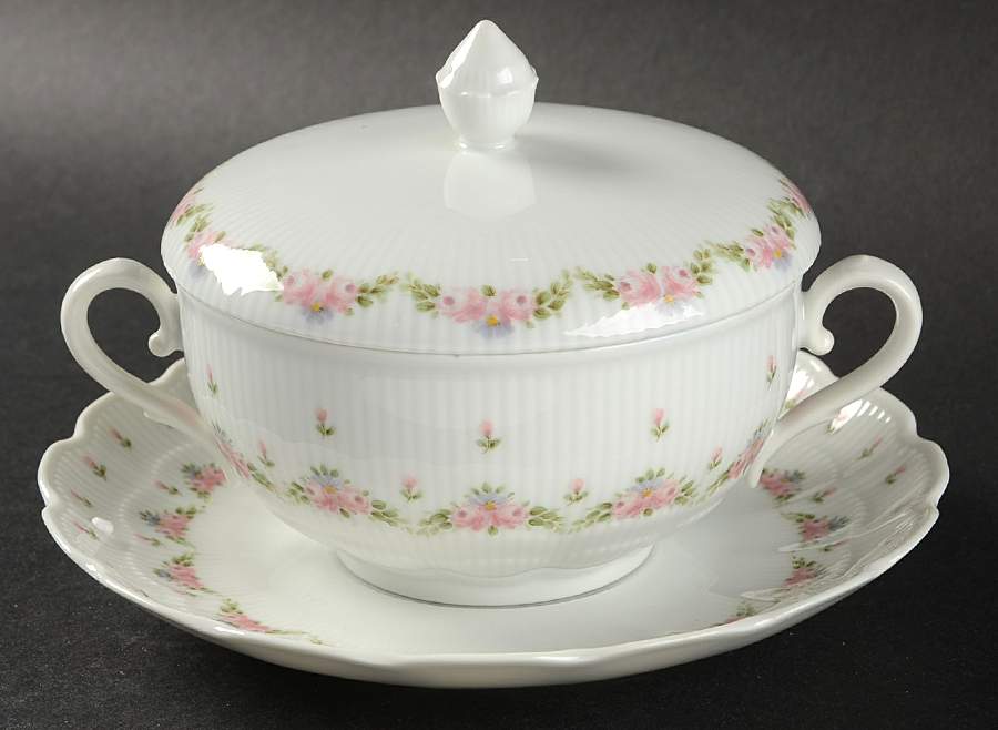 Marseille Cream Soup Bowl & Saucer Set with Lid by Kaiser-1