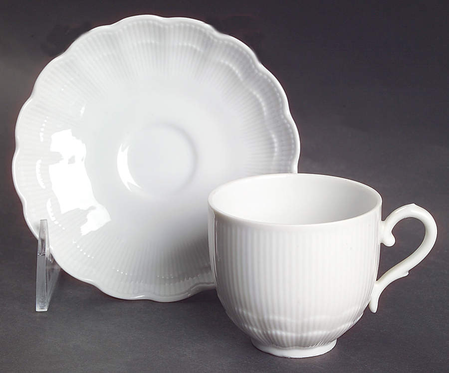Romantica All White Flat Demitasse Cup & Saucer Set by Kaiser-1