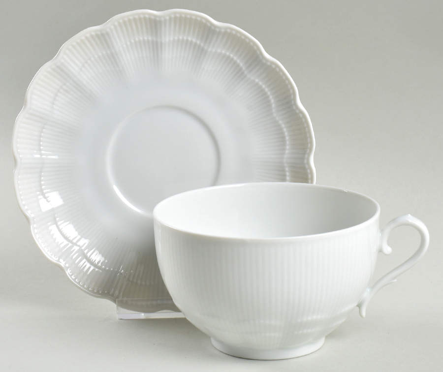 Romantica All White Breakfast Cup & Saucer Set by Kaiser-1