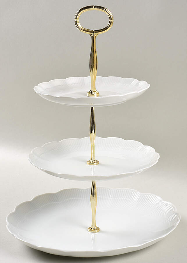 Romantica All White 13 7/8"-14 1/4" 3-Tiered Serving Tray(DP,SP,BB) HC by Kaiser-1