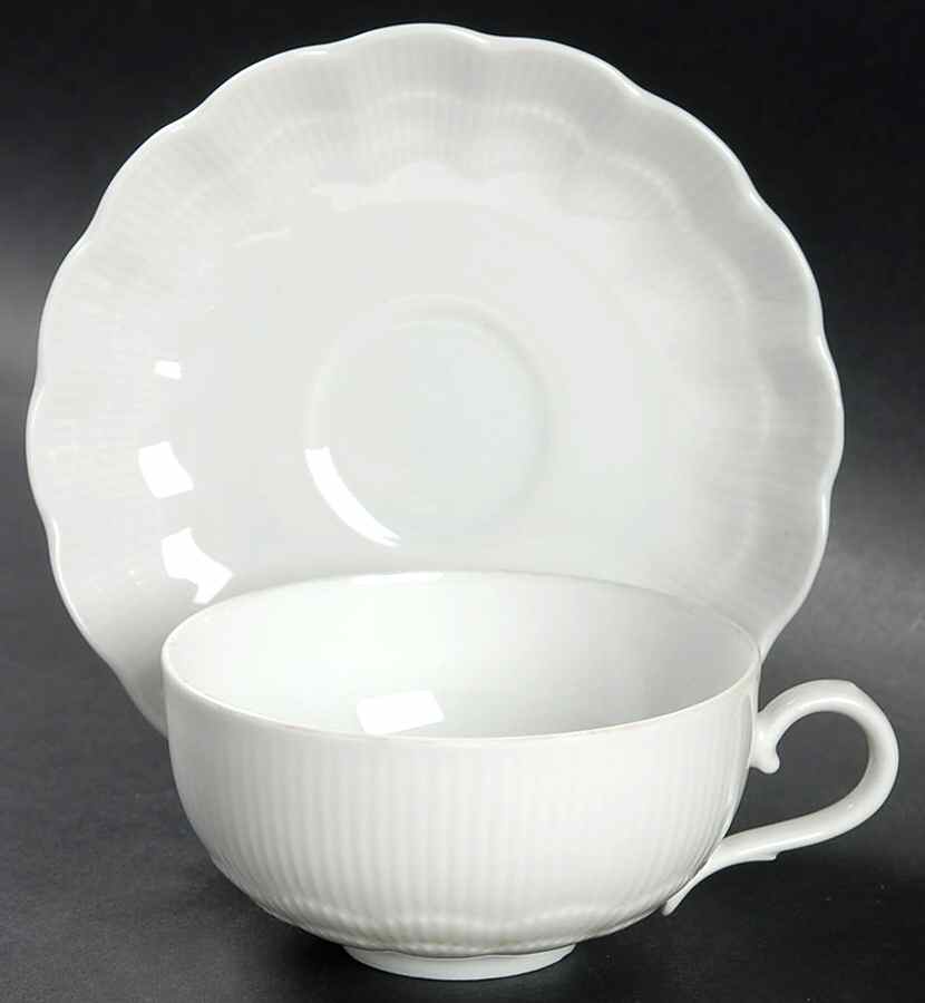 Romantica All White Flat Demitasse Cup & Saucer Set by Kaiser-1