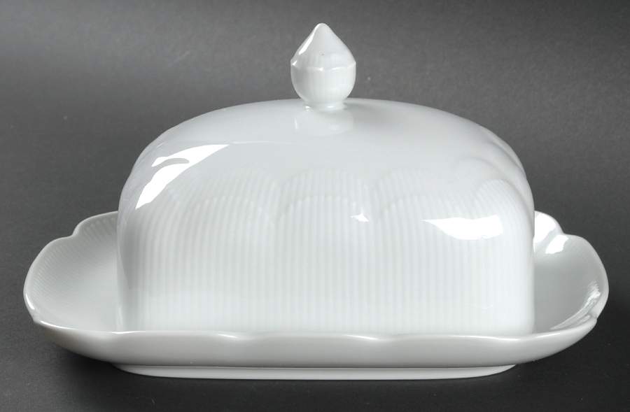 Romantica All White Rectangular Covered Butter by Kaiser-1