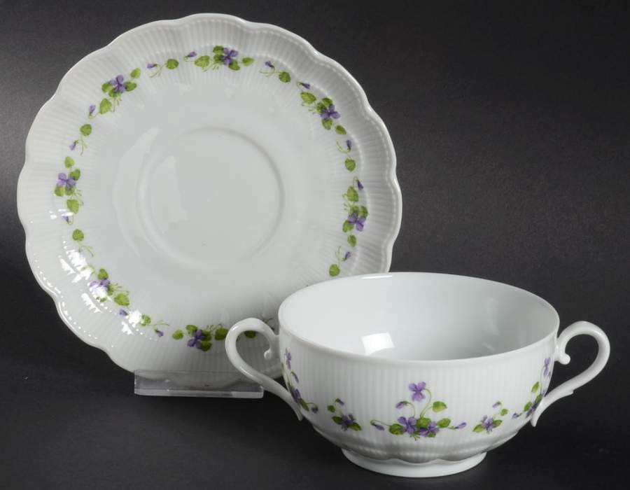 Viola Flat Cream Soup Bowl & Saucer Set by Kaiser-1