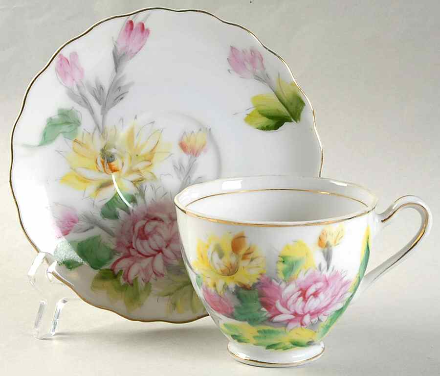 Birthday Floral Series Footed Cup & Saucer Set by Kasuga-1