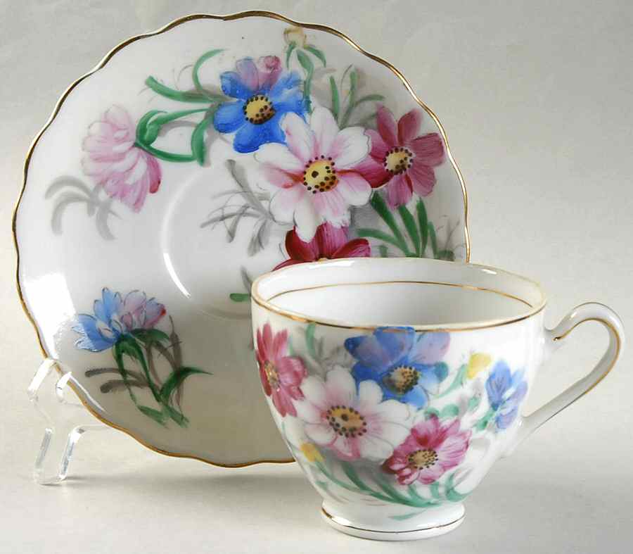 Birthday Floral Series Footed Cup & Saucer Set by Kasuga-1
