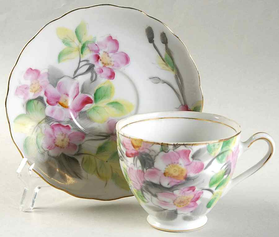 Birthday Floral Series Footed Cup & Saucer Set by Kasuga-1