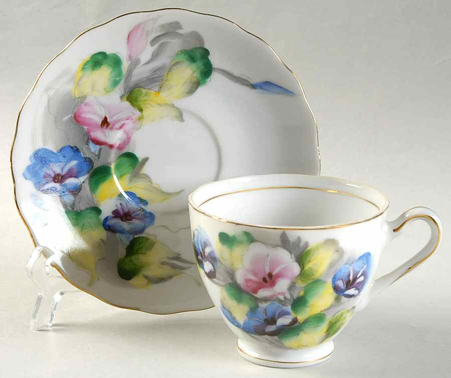Birthday Floral Series Footed Cup & Saucer Set by Kasuga-1