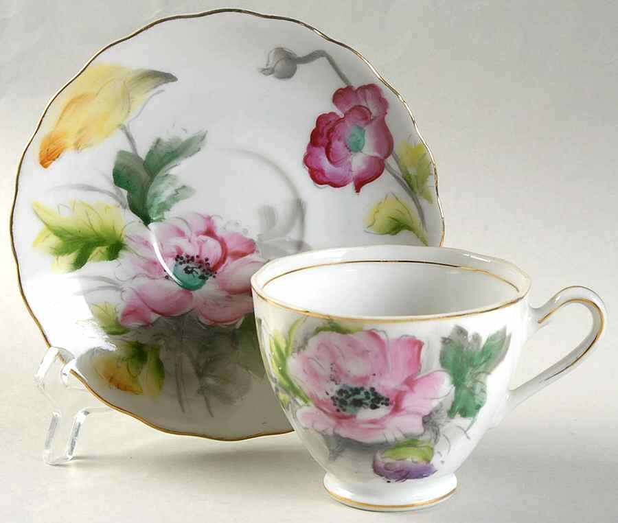 Birthday Floral Series Footed Cup & Saucer Set by Kasuga-1
