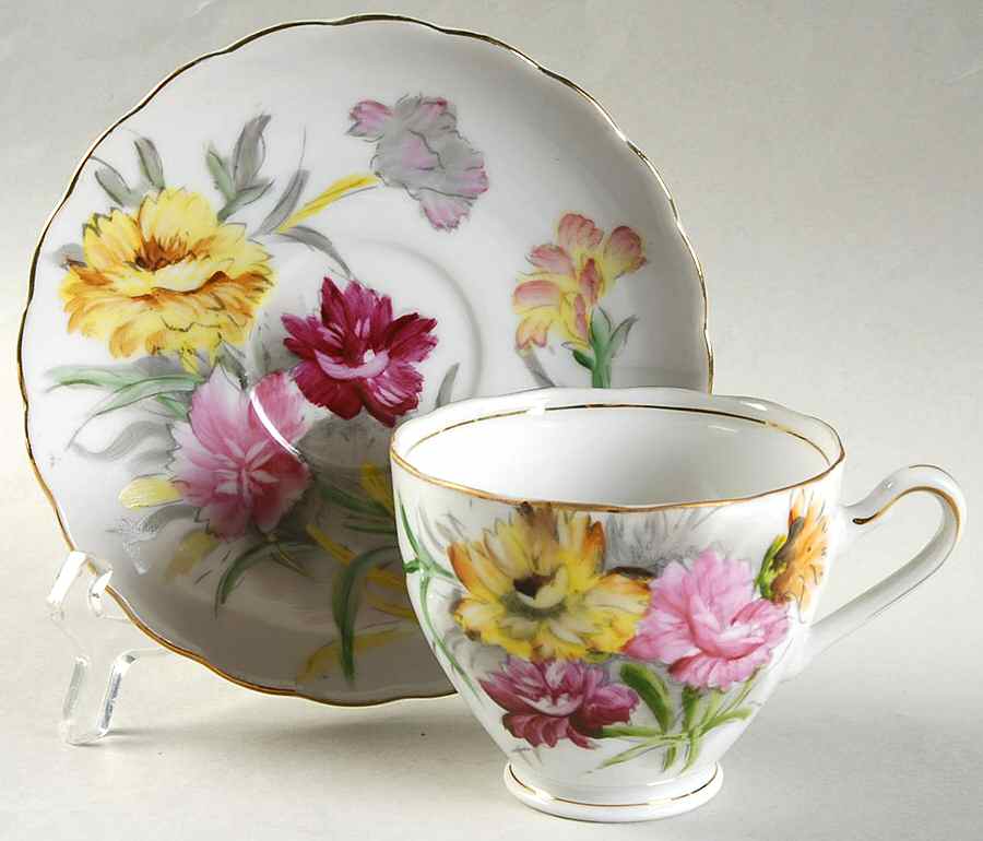 Birthday Floral Series Footed Cup & Saucer Set by Kasuga-1