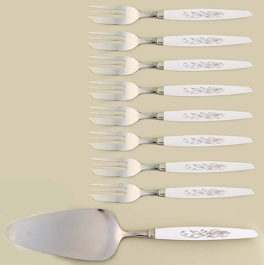 Golden Rhapsody 9 Piece Pastry Set (1 Pie/Cake Server & 8 Pastry Fork) by Kaysons Import Company-1
