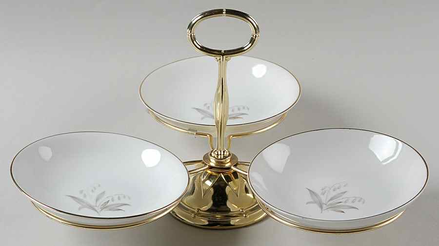Golden Rhapsody 7" x 12" 3-Part Relish & Metal Stand (FR) HC by Kaysons Import Company-1