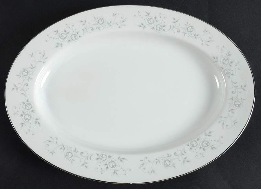 Silver Rose 12" Oval Serving Platter by King Crown-1