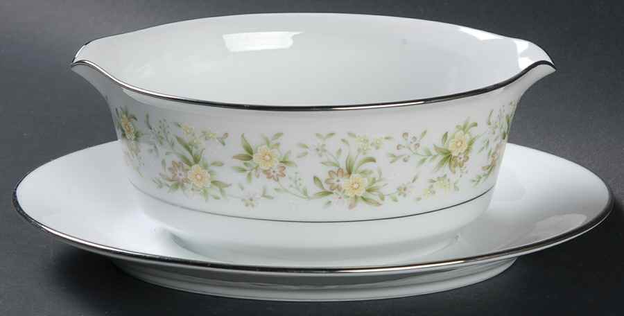 Spring Sonnet Gravy Boat with Attached Underplate by Kenmark-1