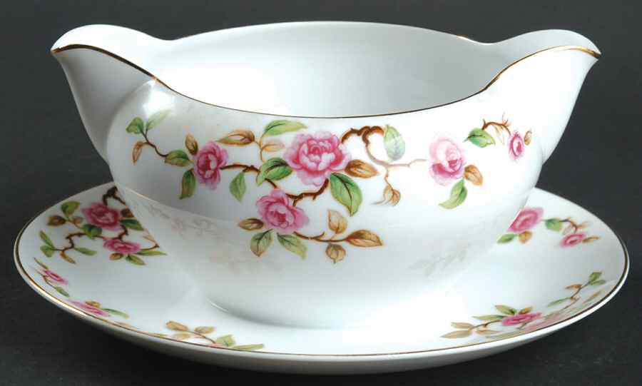 Maytime Gravy Boat with Attached Underplate by Kent (Japan)-1