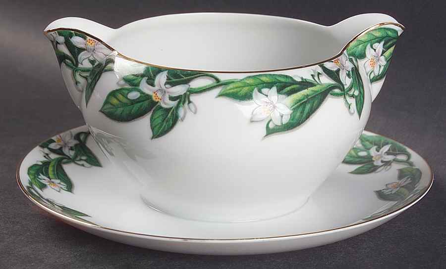 Orange Blossom Gravy Boat with Attached Underplate by Kent (Japan)-1