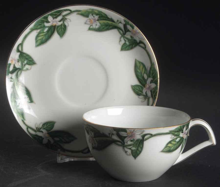 Orange Blossom Flat Cup & Saucer Set by Kent (Japan)-1