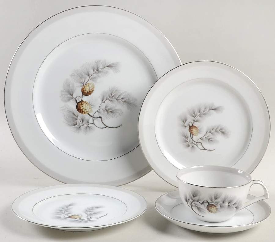 Silver Pine 5 Piece Place Setting by Kent (Japan)-1