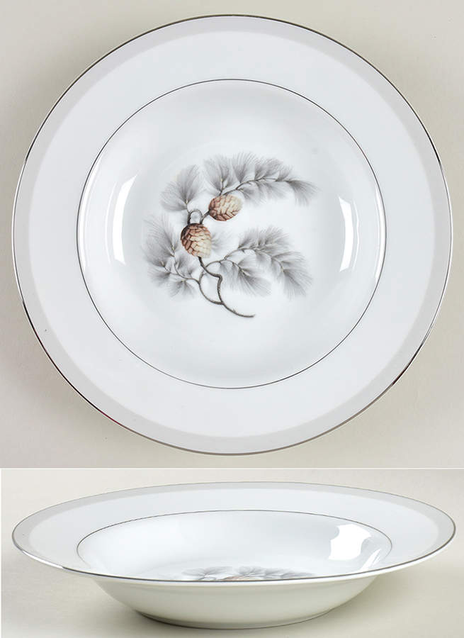 Silver Pine Rim Soup Bowl by Kent (Japan)-1
