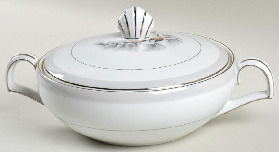 Silver Pine Round Covered Vegetable by Kent (Japan)-1