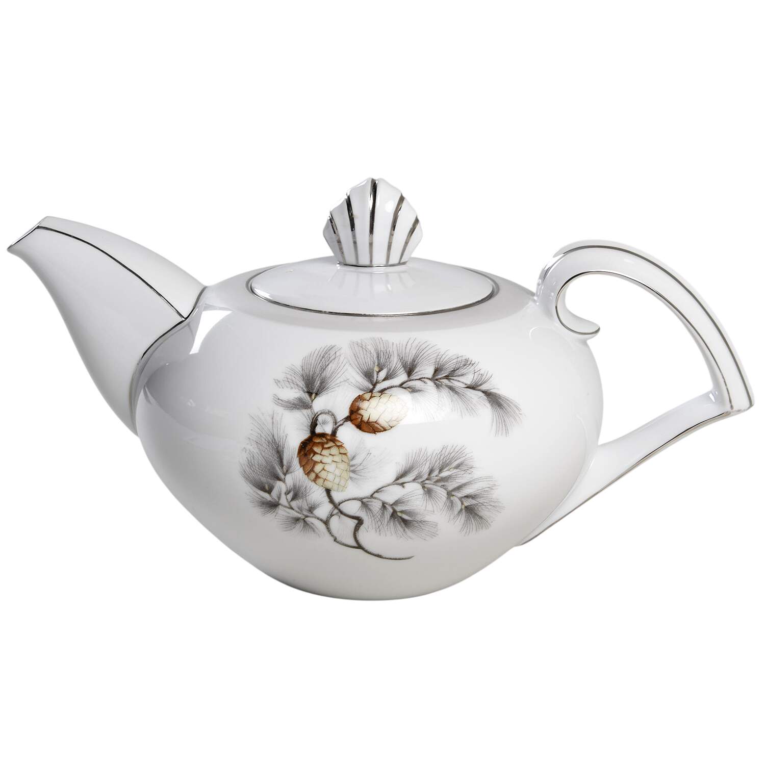 Silver Pine Teapot & Lid by Kent (Japan)-1